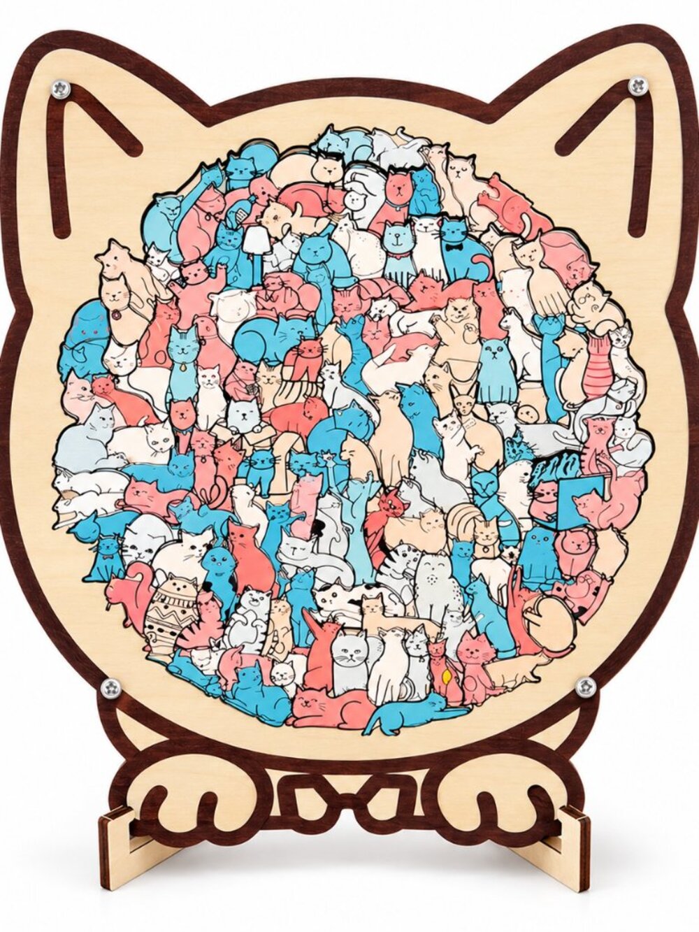 Wooden Puzzle with Display Stand – Macaron Color Edition